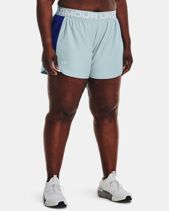Women's UA Play Up Side Stripe Shorts, Blue, pdpMainDesktop image number 0